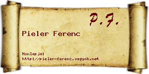 Pieler Ferenc névjegykártya
